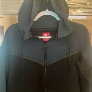 Nike sportswear tech Men's Black and dark teal hoodie full zip Jacket Large L